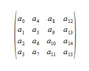 Kolejność elementów w macierzy wymagana przez funkcję glMultMartix