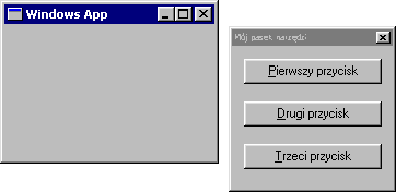 Niemodalny dialog w roli paska narzędziowego (Windows 98)