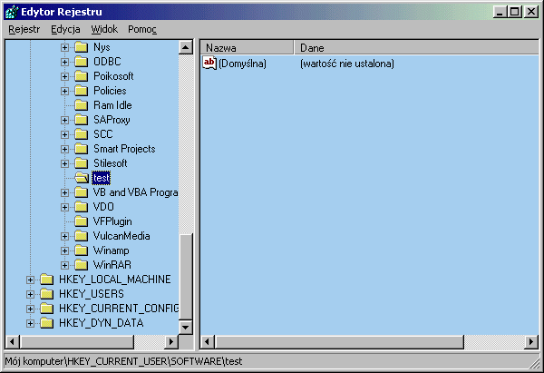 Utworzyliśmy klucz - jeden śmieć więcej w Rejestrze ;-) (Windows 98)