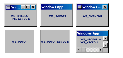 Przykładowe style okien (Windows 98)